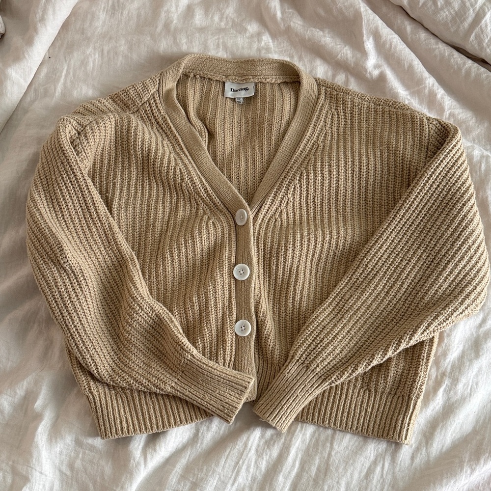 Darling Dew Slouch Cardigan in Tan